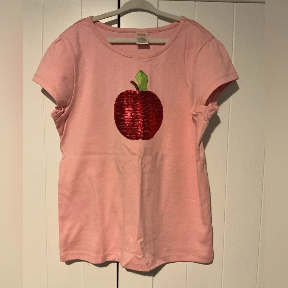 Gymboree Girls Pink Apple Sequin Tulle Tutu Skirt Top Outfit Set Size‎ 12